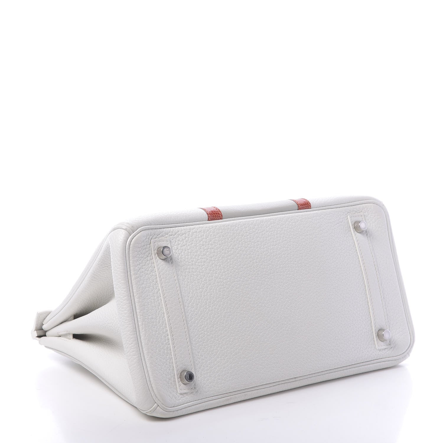 Hermes Taurillon Clemence Lizard Club Birkin 30 Blanc Gris Perle Sanguine 4 of 10