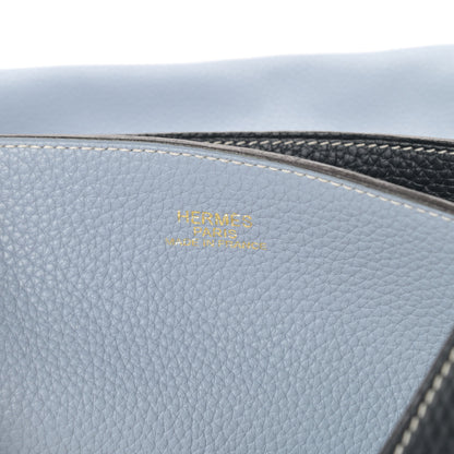 Hermes Taurillon Clemence Double Sens 36 Reversible Tote Bleu Lin Bleu Obscur 9 of 16