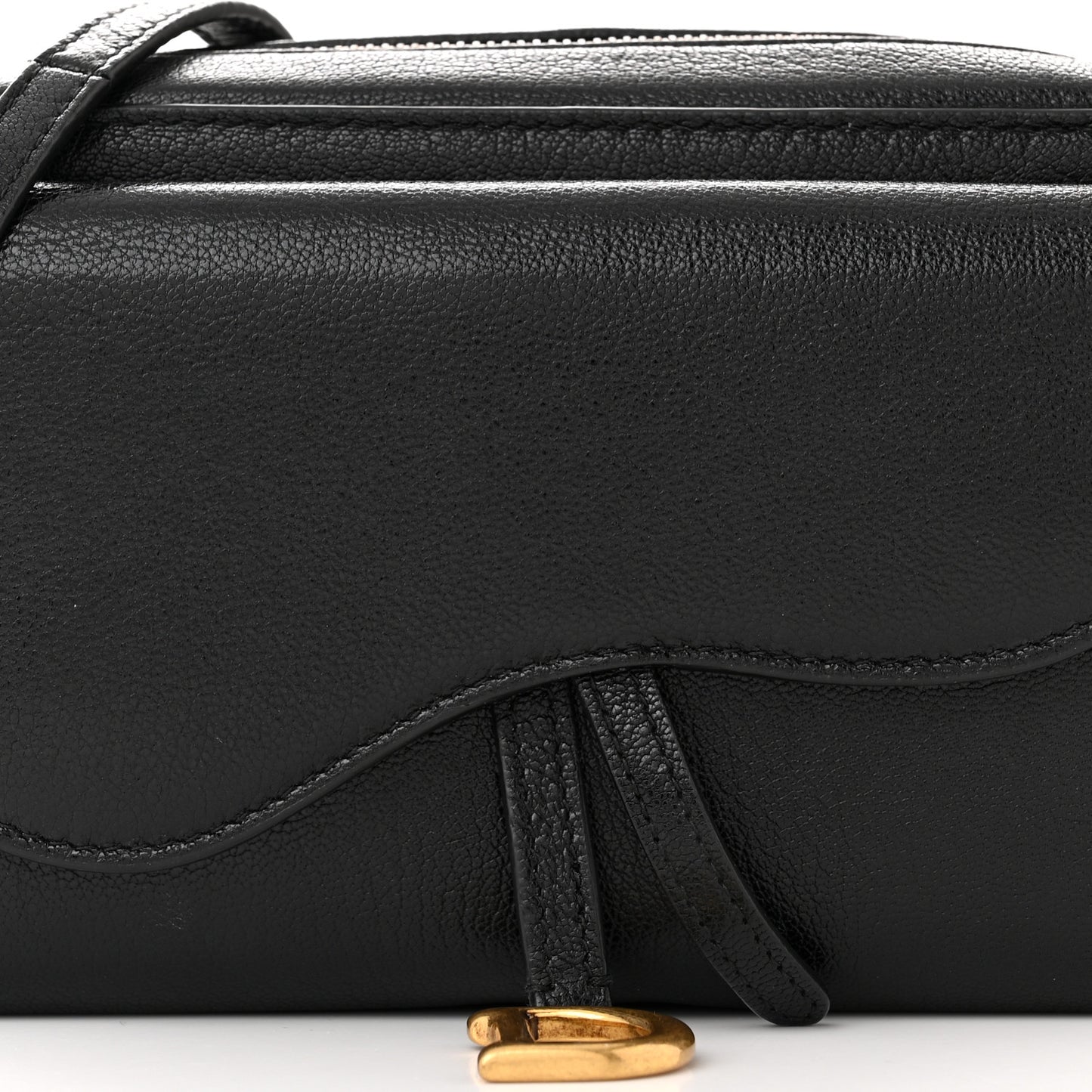 Goatskin Double Saddle Pouch Black