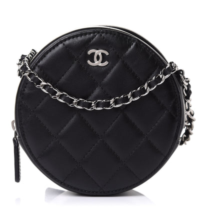 Chanel Lambskin Quilted Round Clutch With Chain Black 1 of 11