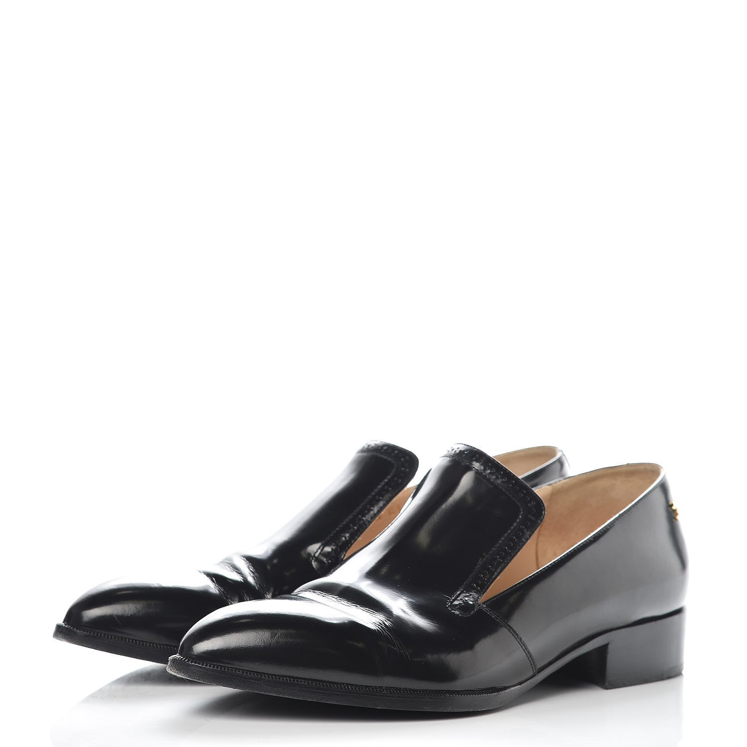 Chanel Glazed Calfskin CC Loafers 38 Black 3 of 14