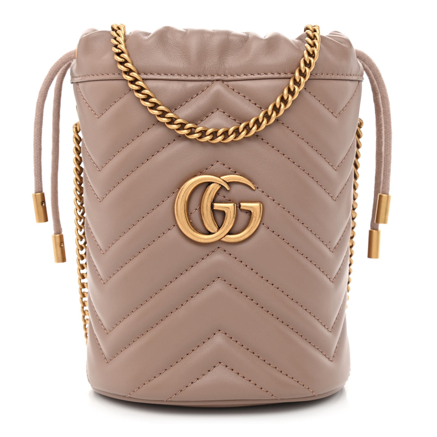 Calfskin Matelasse Mini GG Marmont 2.0 Bucket Bag Porcelain Rose