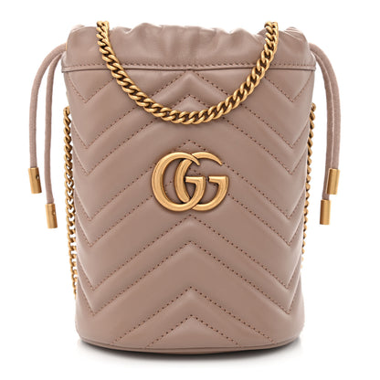 Gucci Calfskin Matelasse Mini GG Marmont 2.0 Bucket Bag Porcelain Rose 1 of 11