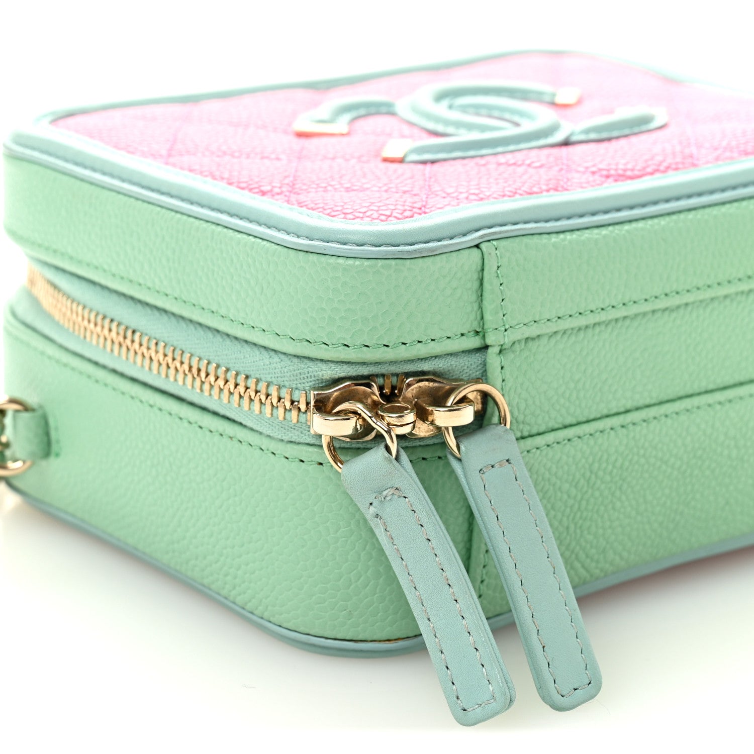 Chanel Caviar Quilted Small CC Filigree Vanity Case Pink Green Blue 16 of 21