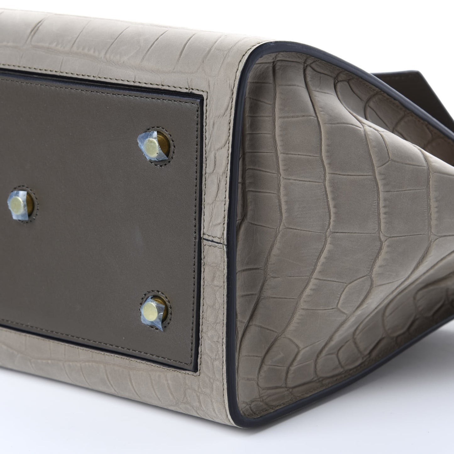 Crocodile Embossed Nubuck Calfskin Small Tie Knot Tote Grey