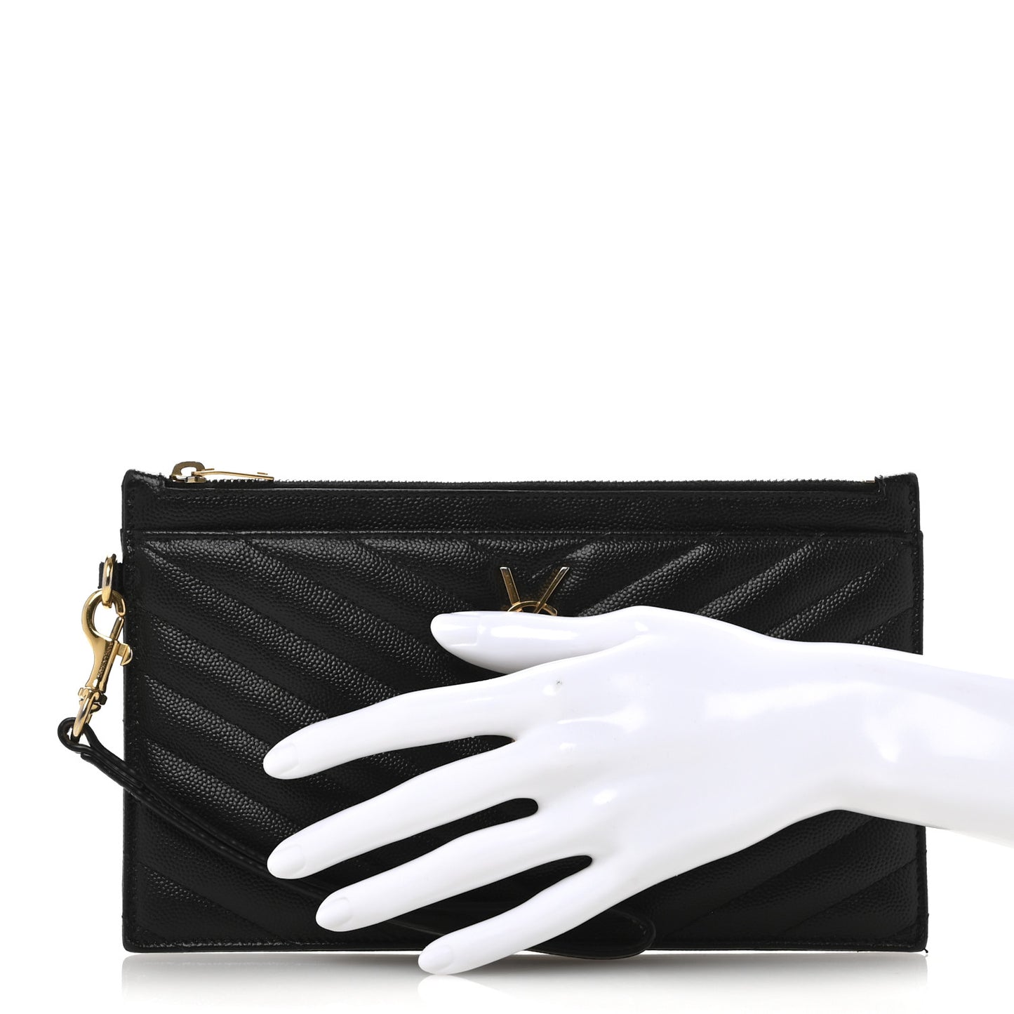 Grain De Poudre Chevron Monogram Large Bill Pouch Black