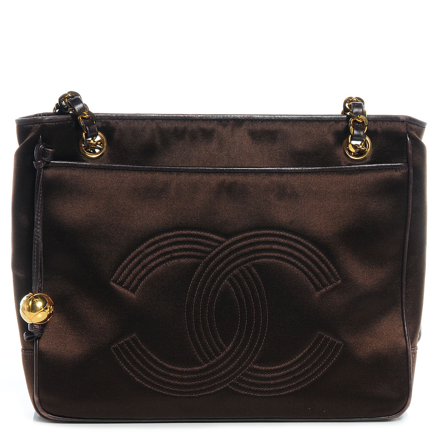Chanel Satin Chain CC Shoulder Bag Brown 1 of 9