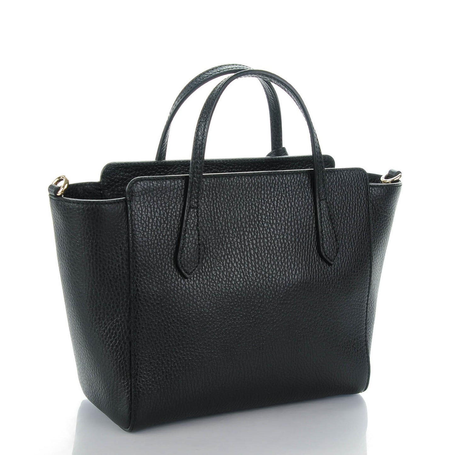 Dollar Calfskin Mini Swing Top Handle Bag Black