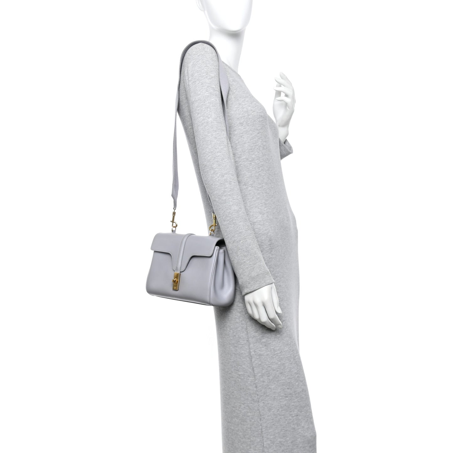 Smooth Calfskin Teen Soft 16 Shoulder Bag Light Grey