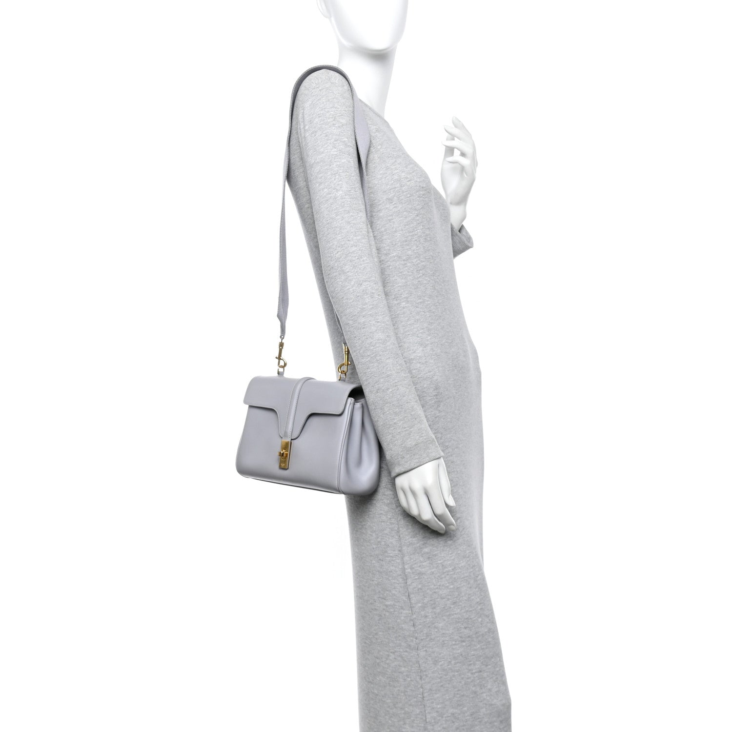 Celine Smooth Calfskin Teen Soft 16 Shoulder Bag Light Grey 2 of 10