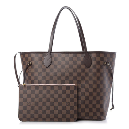 Louis Vuitton Damier Ebene Neo Neverfull MM Rose Ballerine 1 of 10