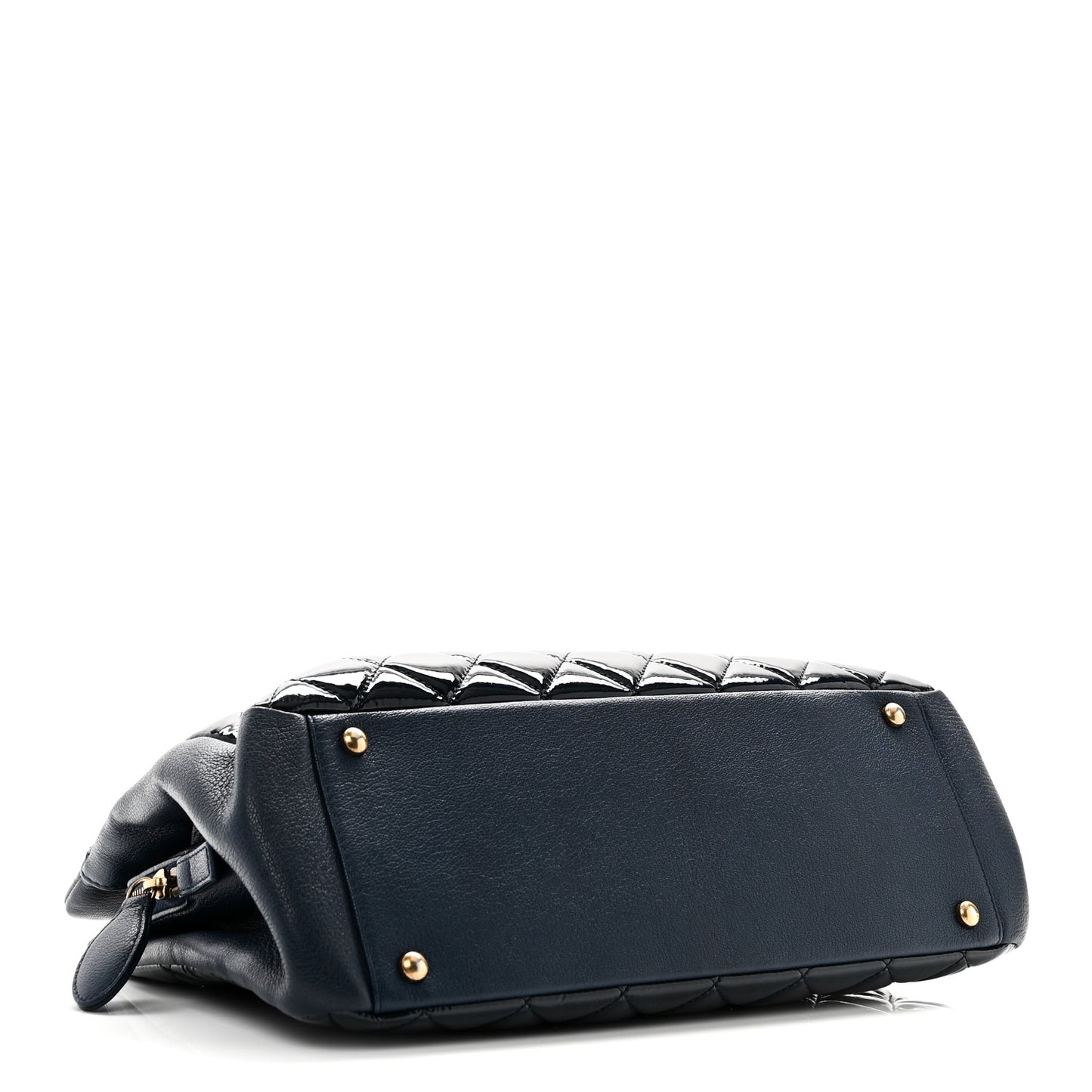 Patent Goatskin Quilted Small CC Eyelet Tote Blue