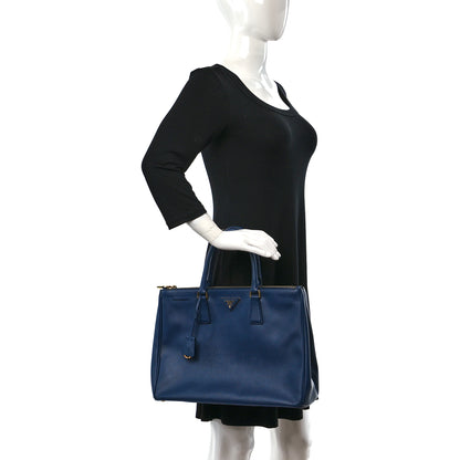 Prada Saffiano Lux Extra Large Galleria Double Zip Tote Bluette 2 of 13