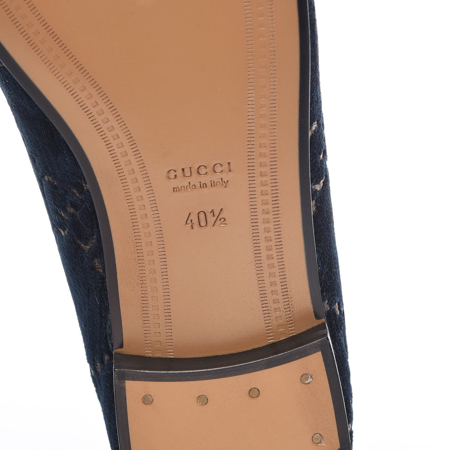 Gucci Velvet GG Monogram Horsebit Womens Jordaan Loafers 40.5 Blue Beige 6 of 9