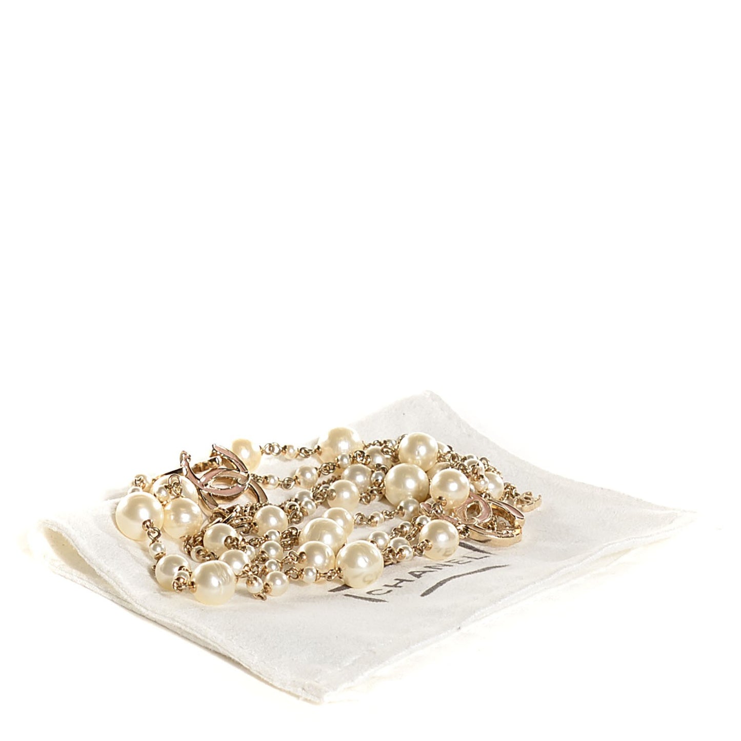 Pearl CC Long Necklace Gold