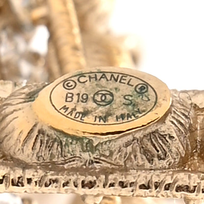 Chanel Crystal Cha-Nel Logo Drop Earrings Gold 4 of 6