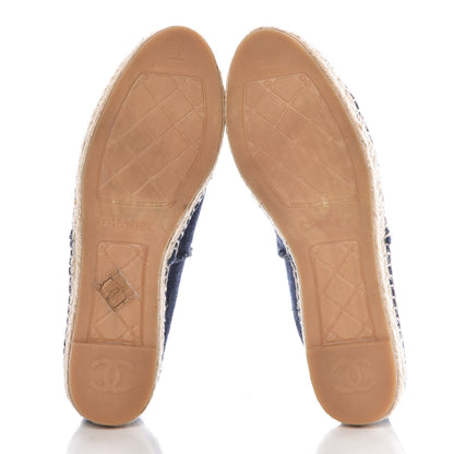 Chanel Denim Toile CC Espadrilles 39 Navy Black 6 of 10