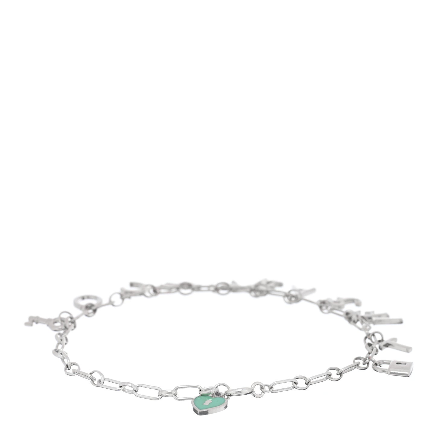 Sterling Silver Enamel Love Notes Logo Charm Bracelet Blue