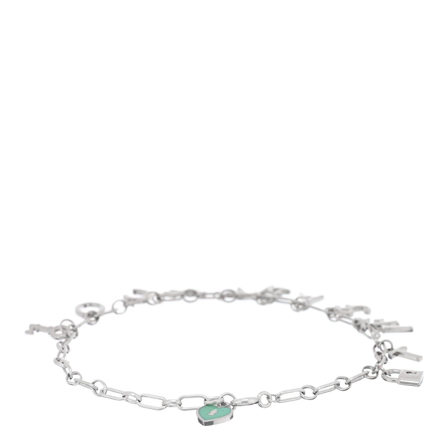 Tiffany Sterling Silver Enamel Love Notes Logo Charm Bracelet Blue 2 of 4