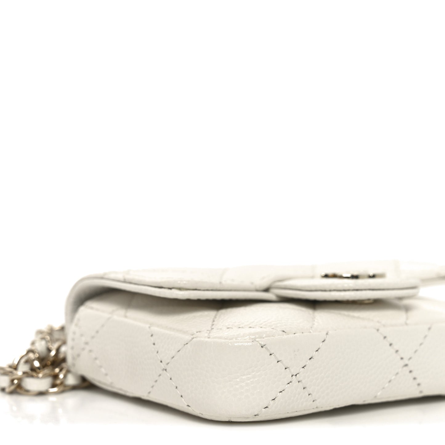 Caviar Quilted Mini Chain Belt Bag White