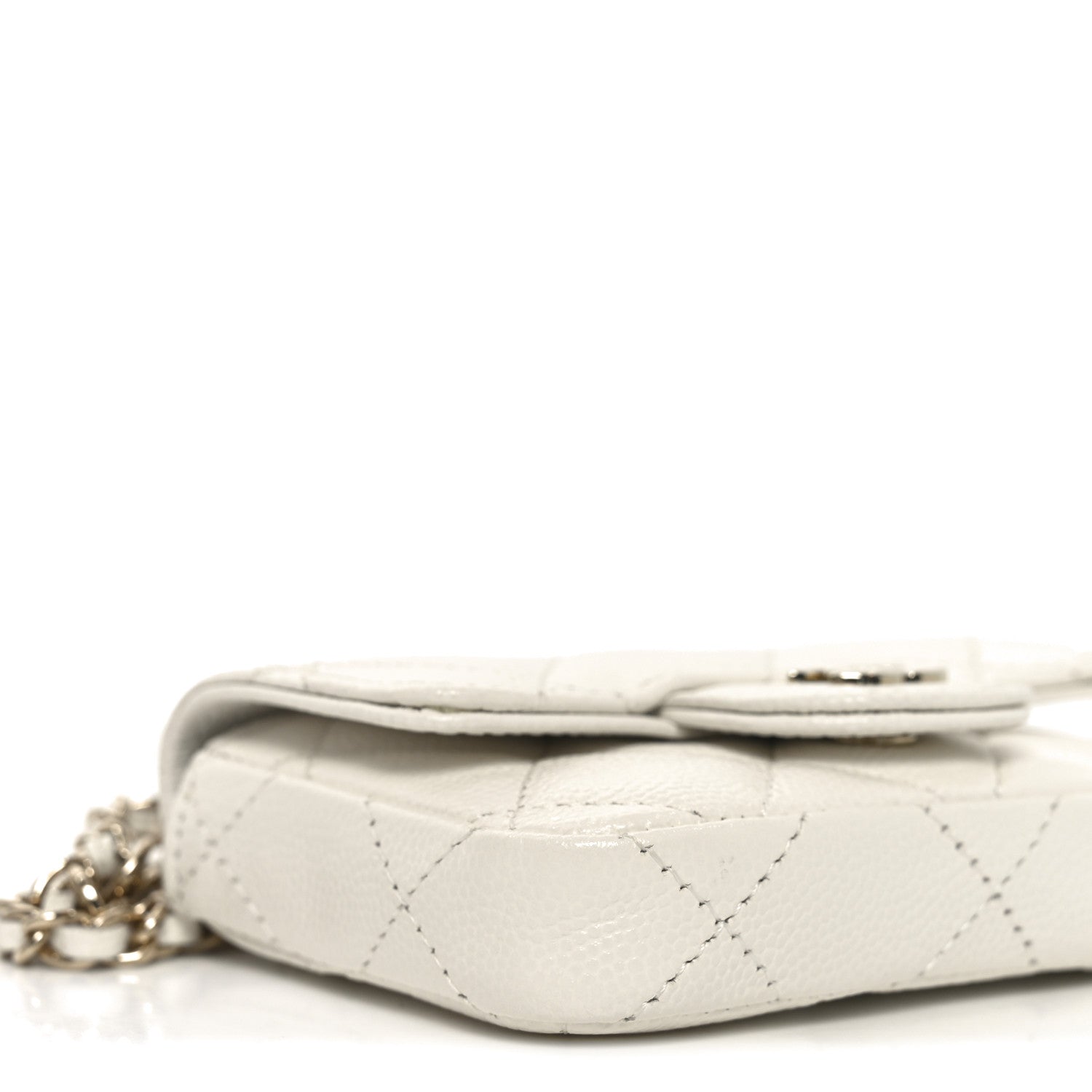 Chanel Caviar Quilted Mini Chain Belt Bag White 10 of 11