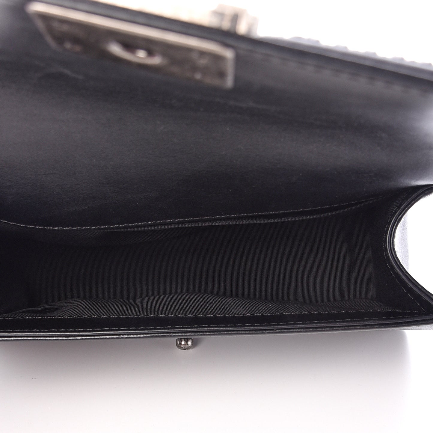 Calfskin Quilted Medium Top Handle Boy Flap Black