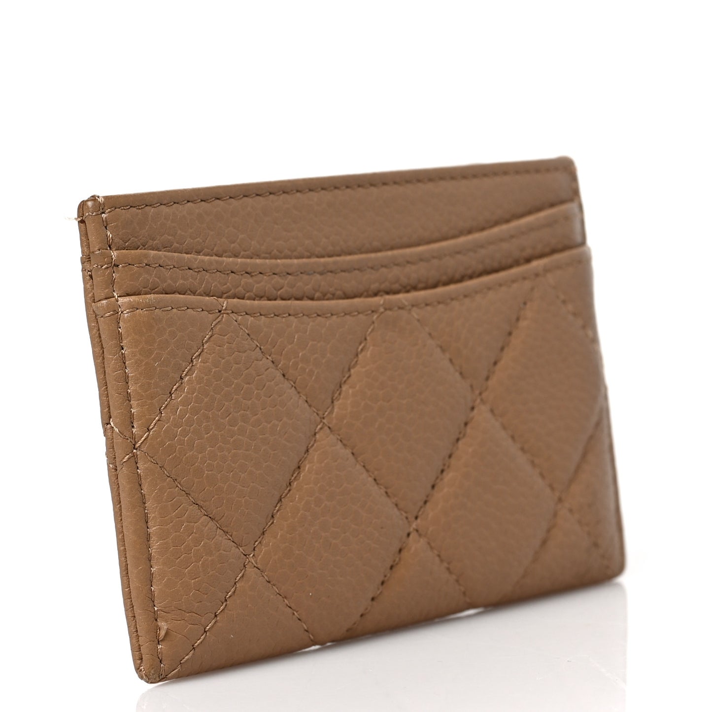 Caviar Quilted Card Holder Beige