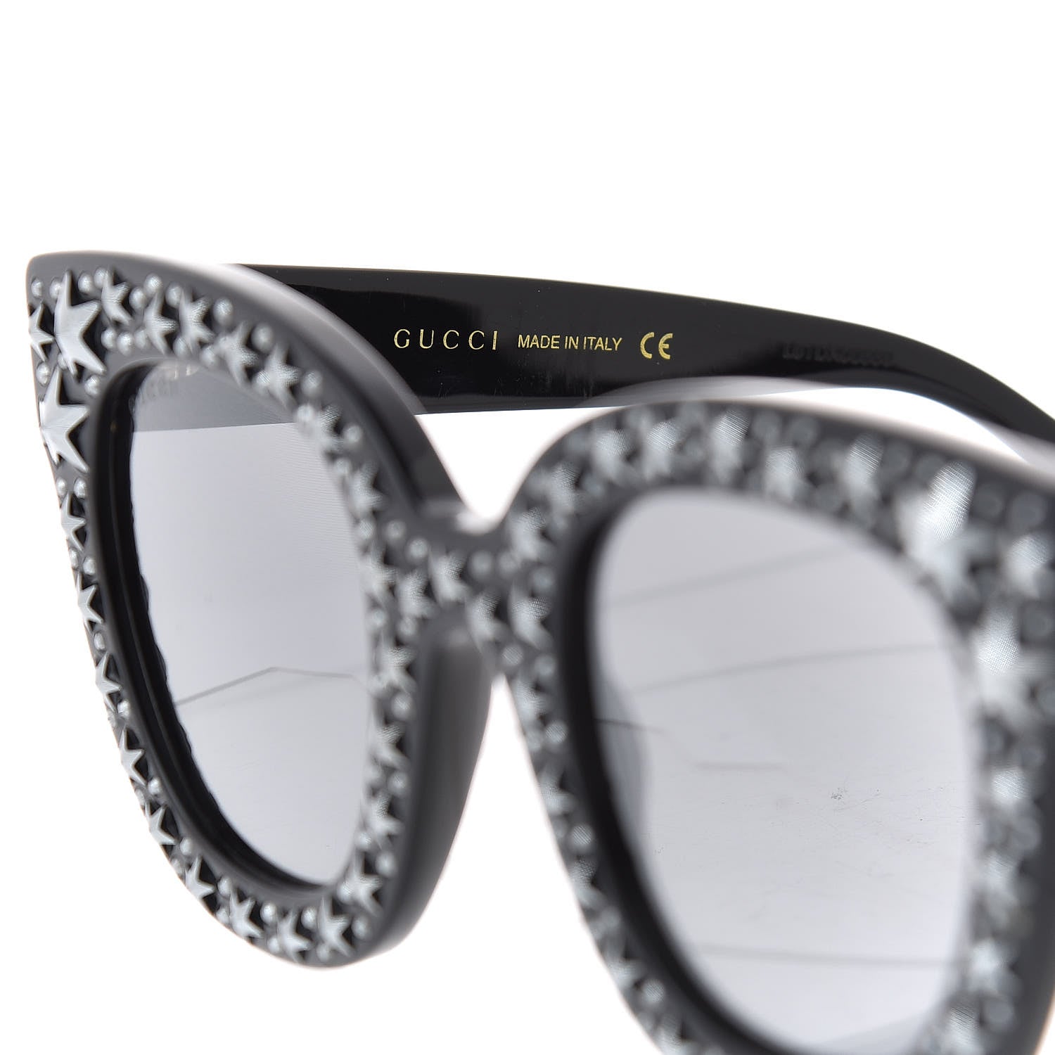 Gucci Acetate Stars Cat Eye Sunglasses GG0116S Black 6 of 8