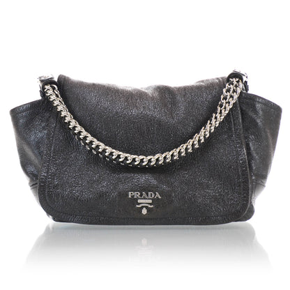Prada Cervo Lux Chain Flap Hobo Ebano 1 of 10