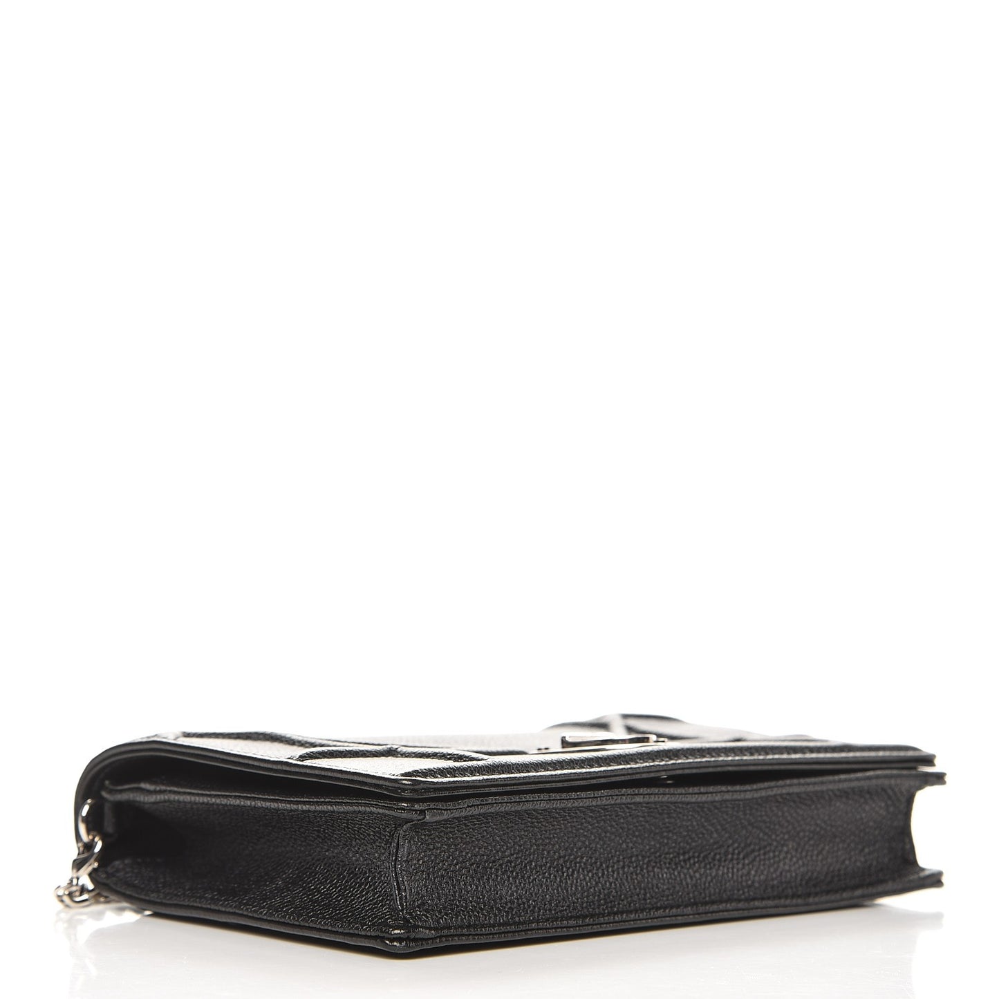 Grained Calfskin Diorama Wallet on Chain Pouch Black