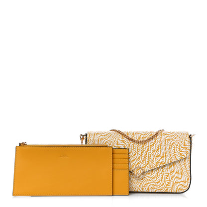 Fendi X SARAH COLEMAN Vitello Liberty Ceylon F is Fendi Micro FF Vertigo Embossed Envelope Wallet on Chain with Pouches Mimosa White 1 of 15