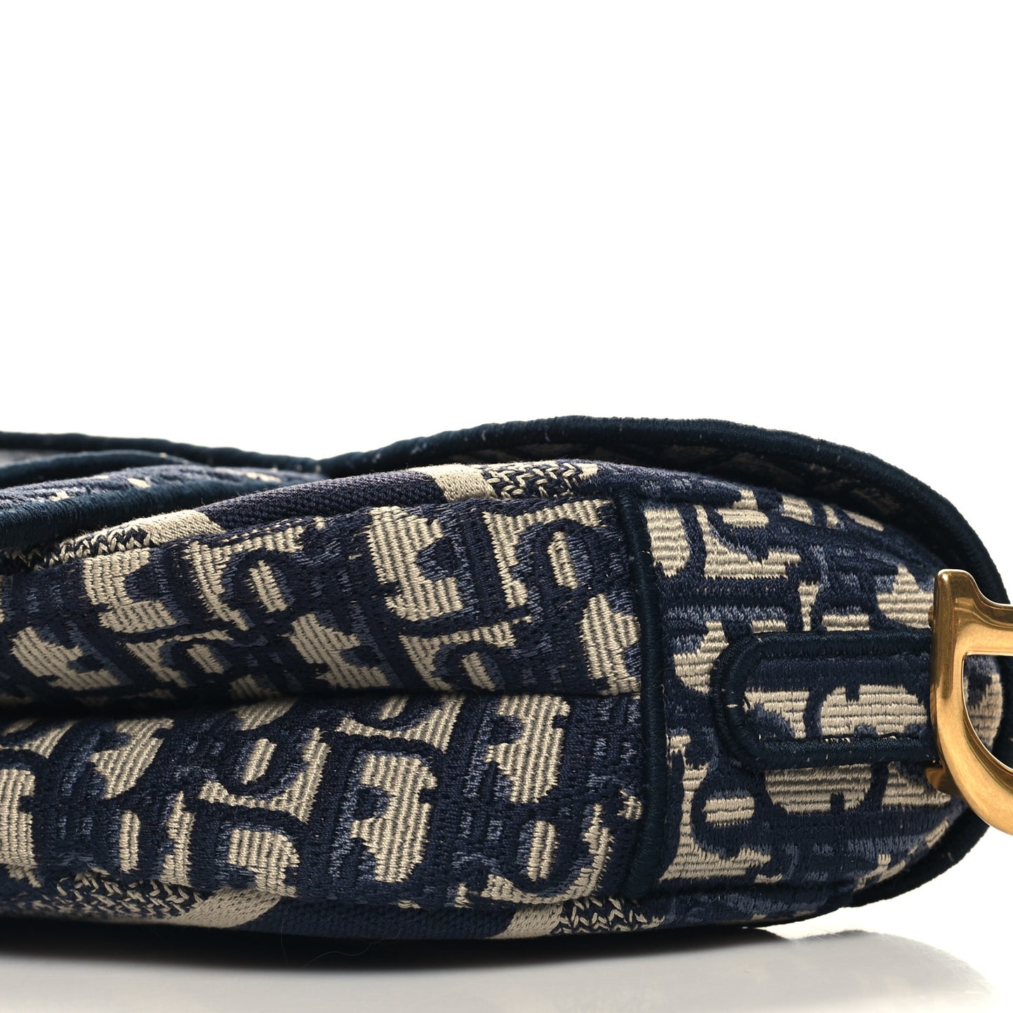 Oblique Embroidered Saddle Bag Blue