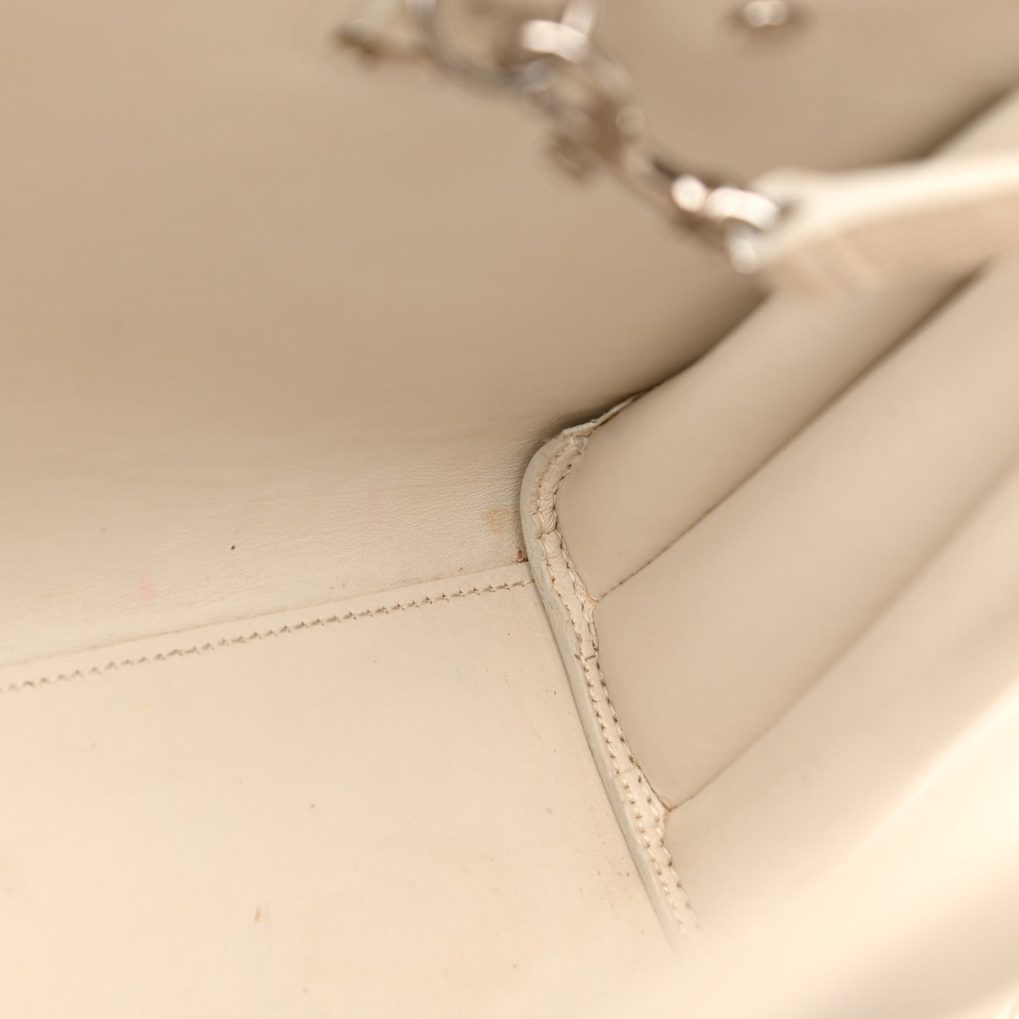 Grained Calfskin Baby Sac De Jour White