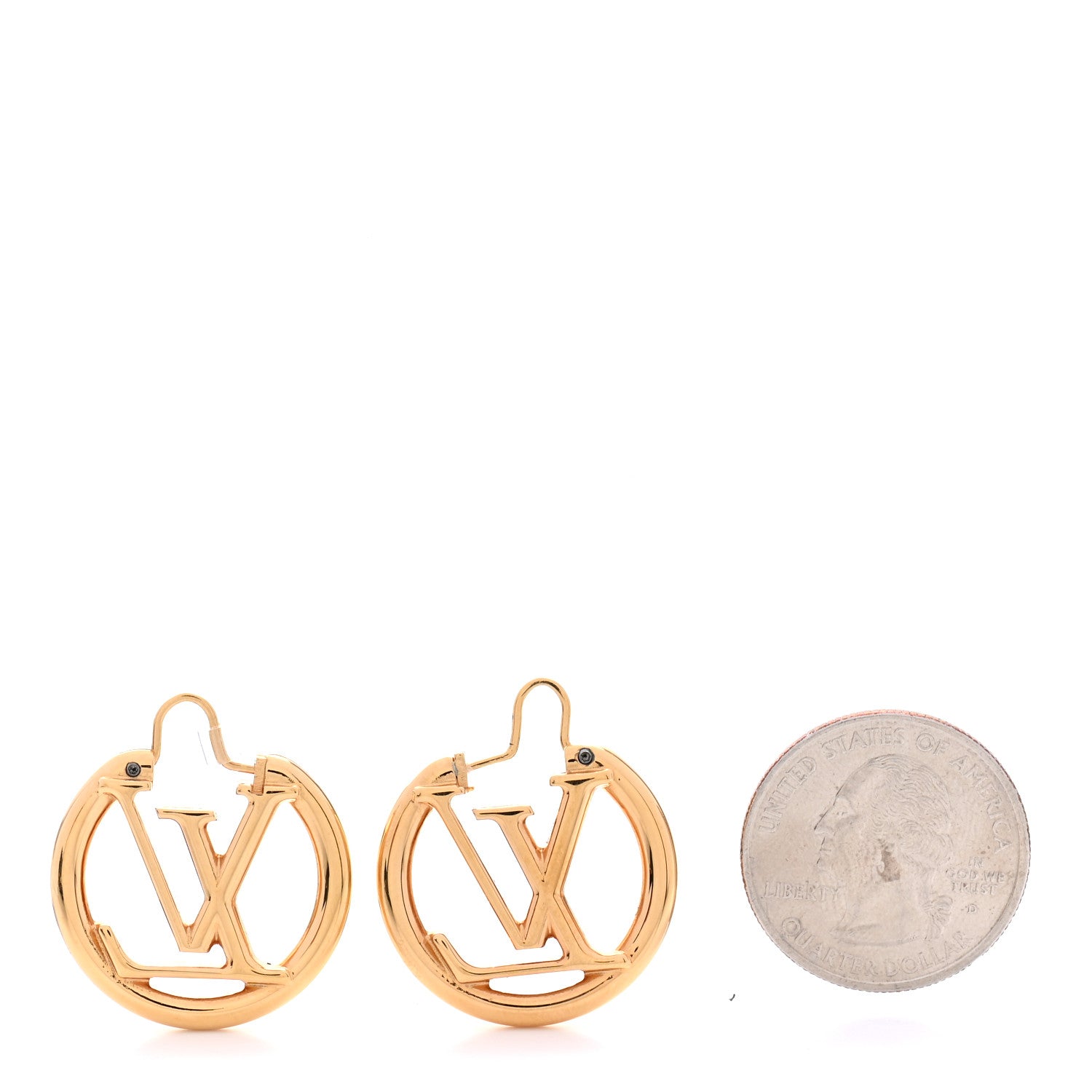 Louis Vuitton Metal Small Louise Hoop Earrings Gold 2 of 5