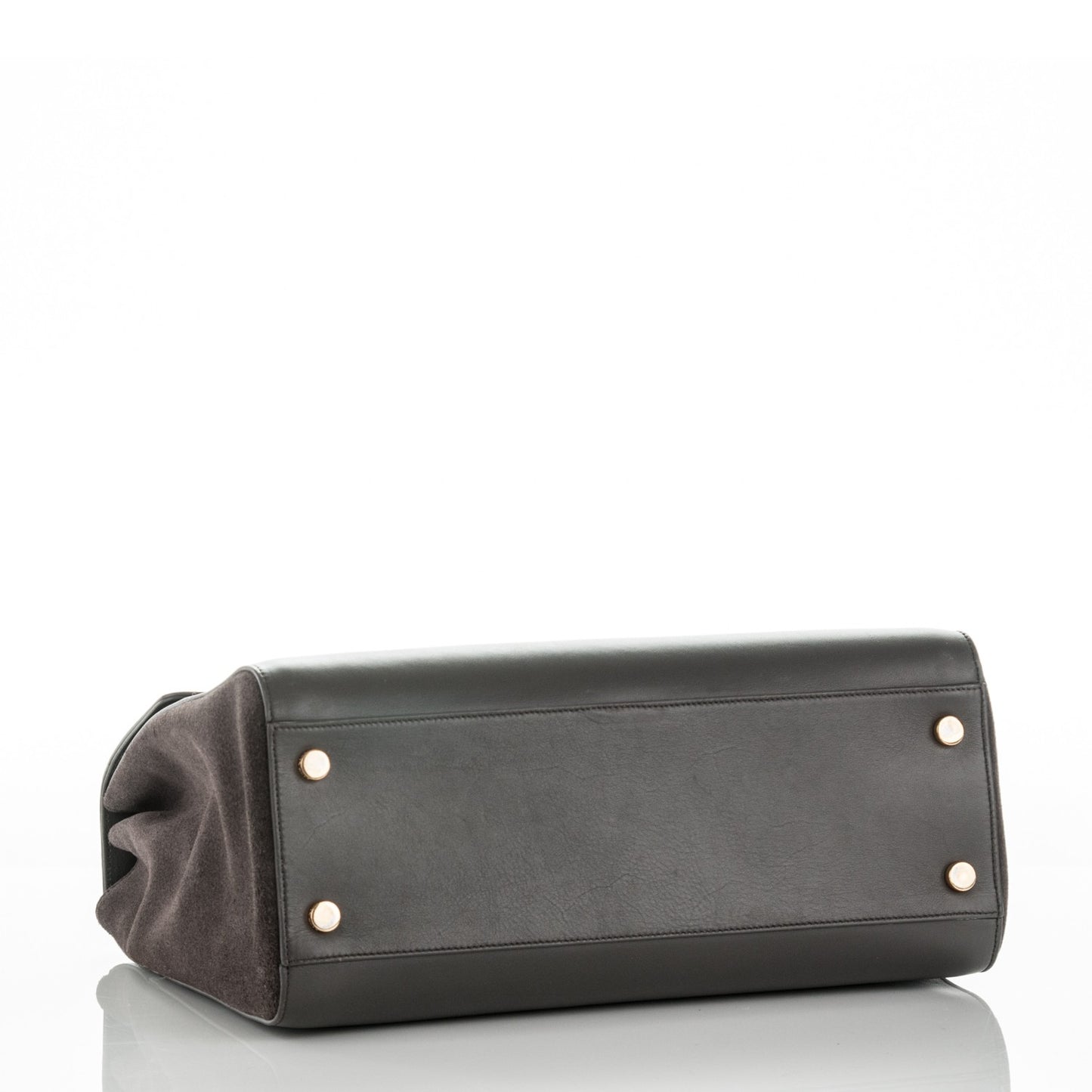 Calfskin Crocodile Embossed Medium Moujik Top Handle Bag Fog