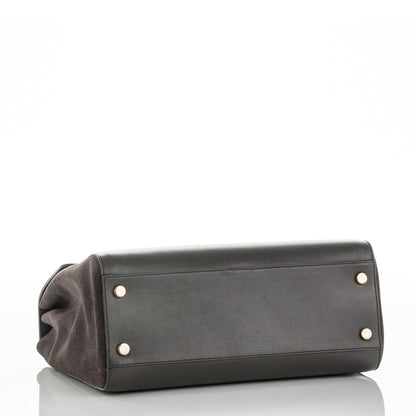 Saint Laurent Calfskin Crocodile Embossed Medium Moujik Top Handle Bag Fog 4 of 7