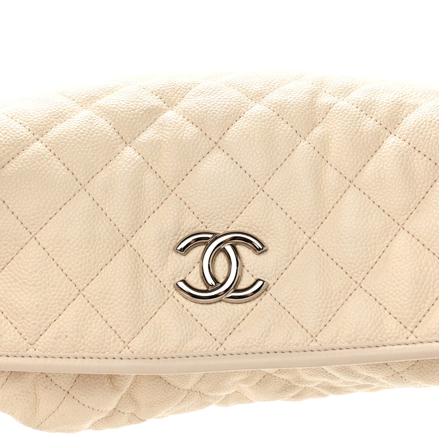 Caviar Quilted French Riviera Hobo Dark White