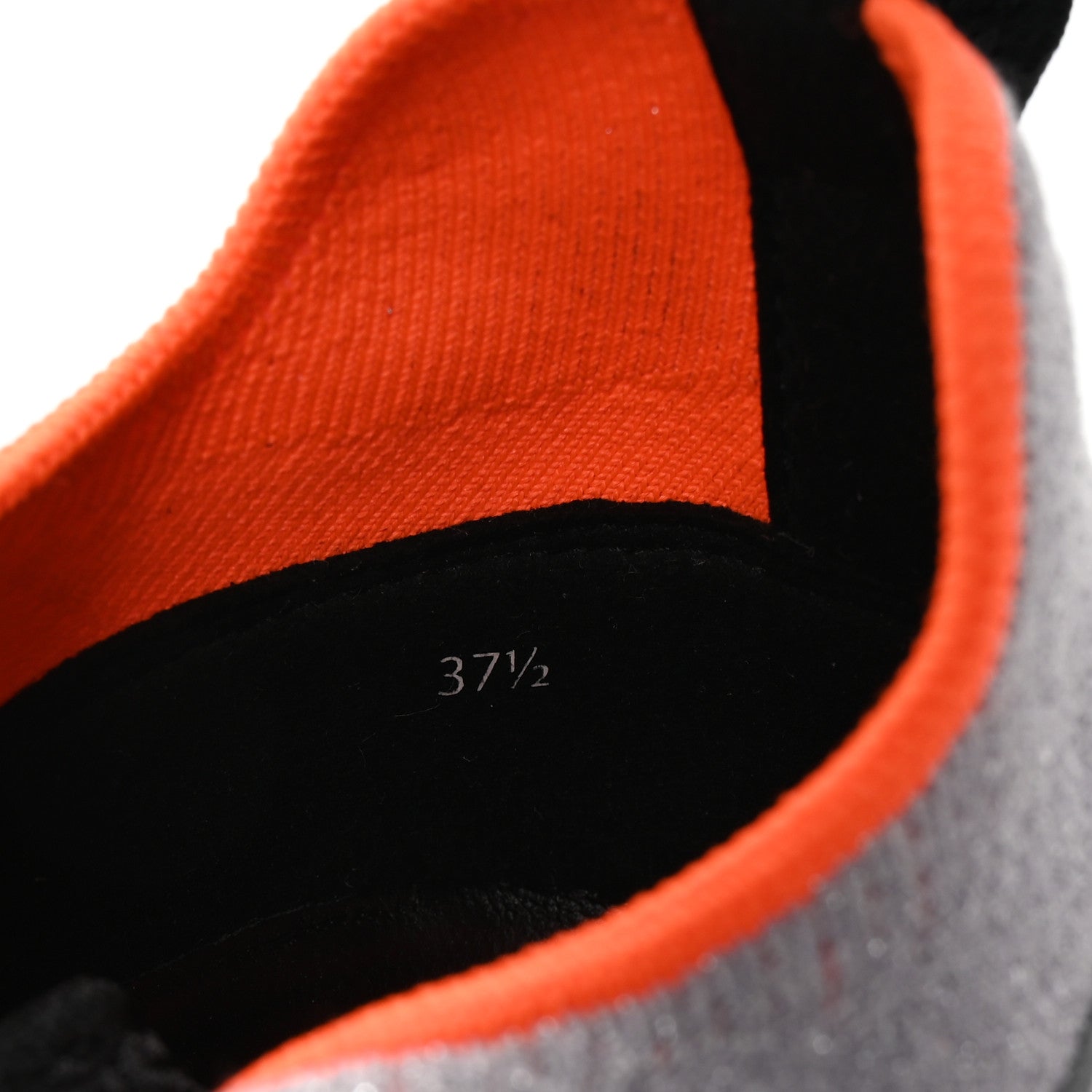 Hermes Knit Metallic Calfskin Womens Duel Sneakers 37.5 Argent Orange Black 9 of 10