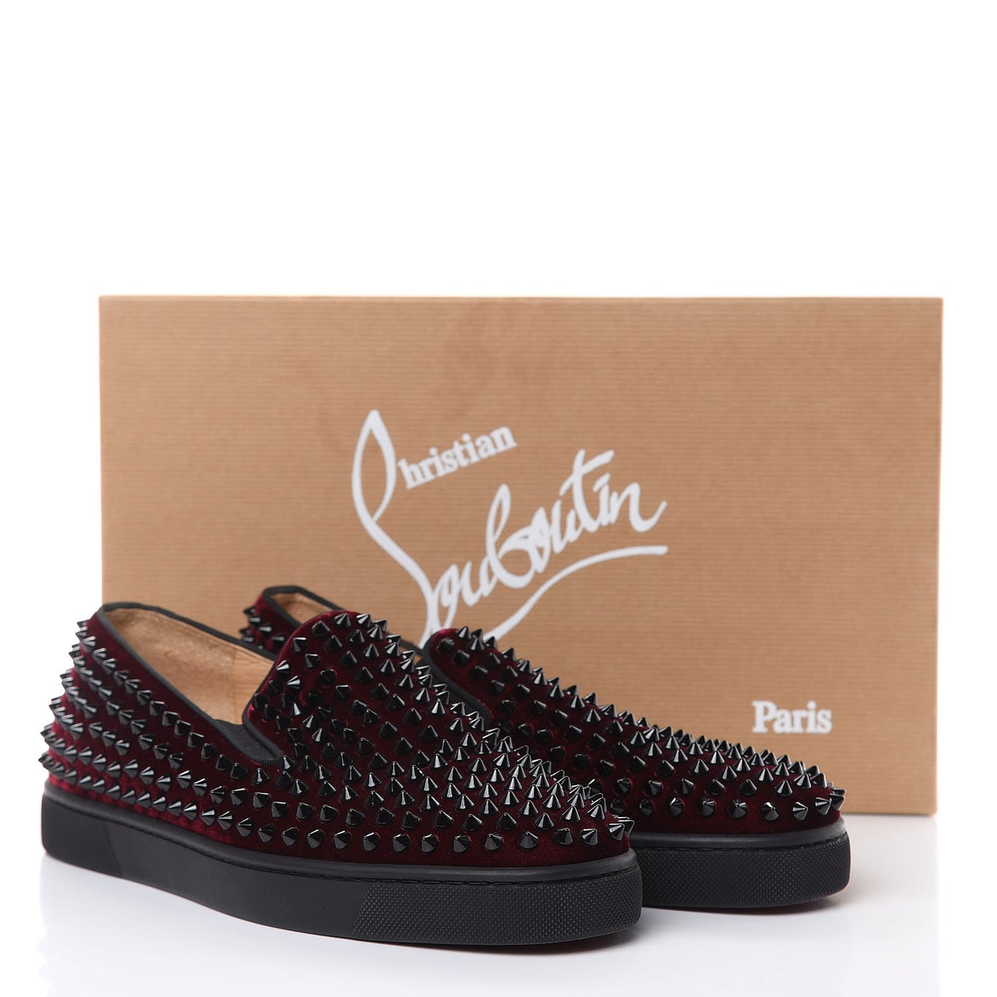 Mens Velvet Spikes Roller Boat Flats 40 Rouge Imperial Black