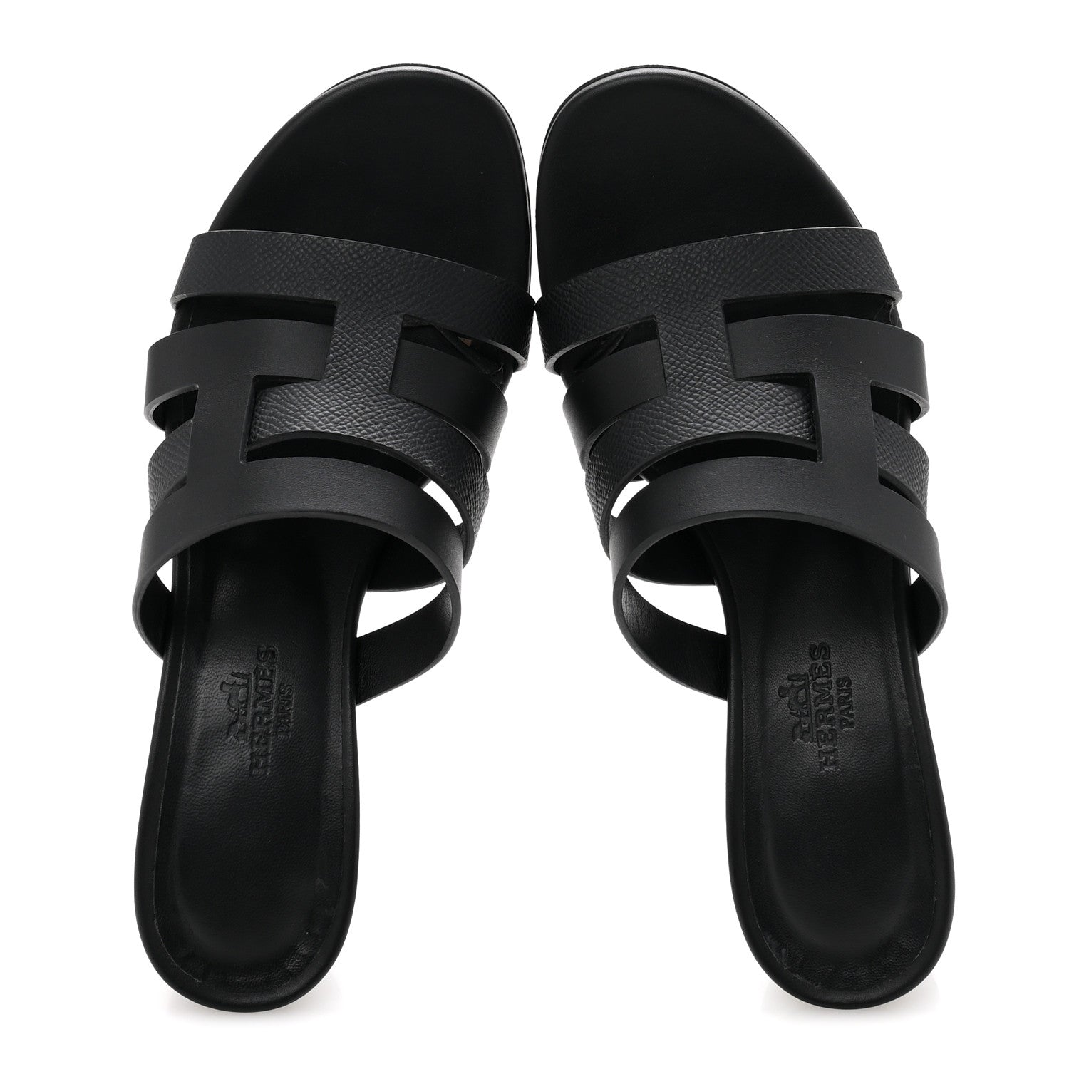 Hermes Calfskin Epsom Amica Sandals 35 Black 2 of 11