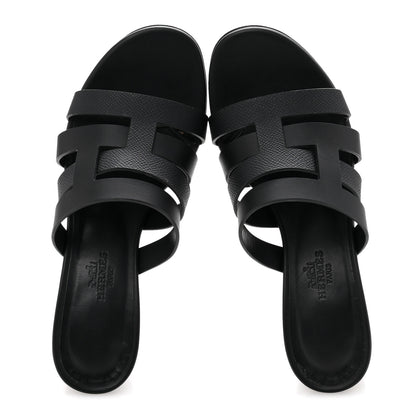 Hermes Calfskin Epsom Amica Sandals 35 Black 2 of 11