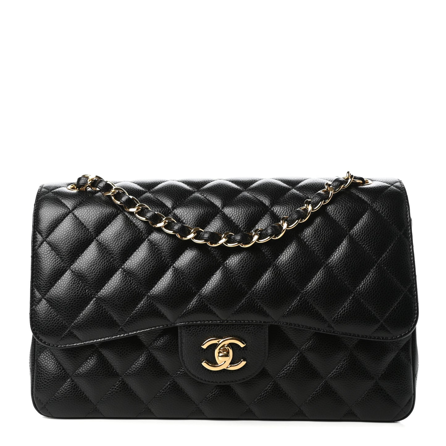 Caviar Quilted Jumbo Double Flap Black