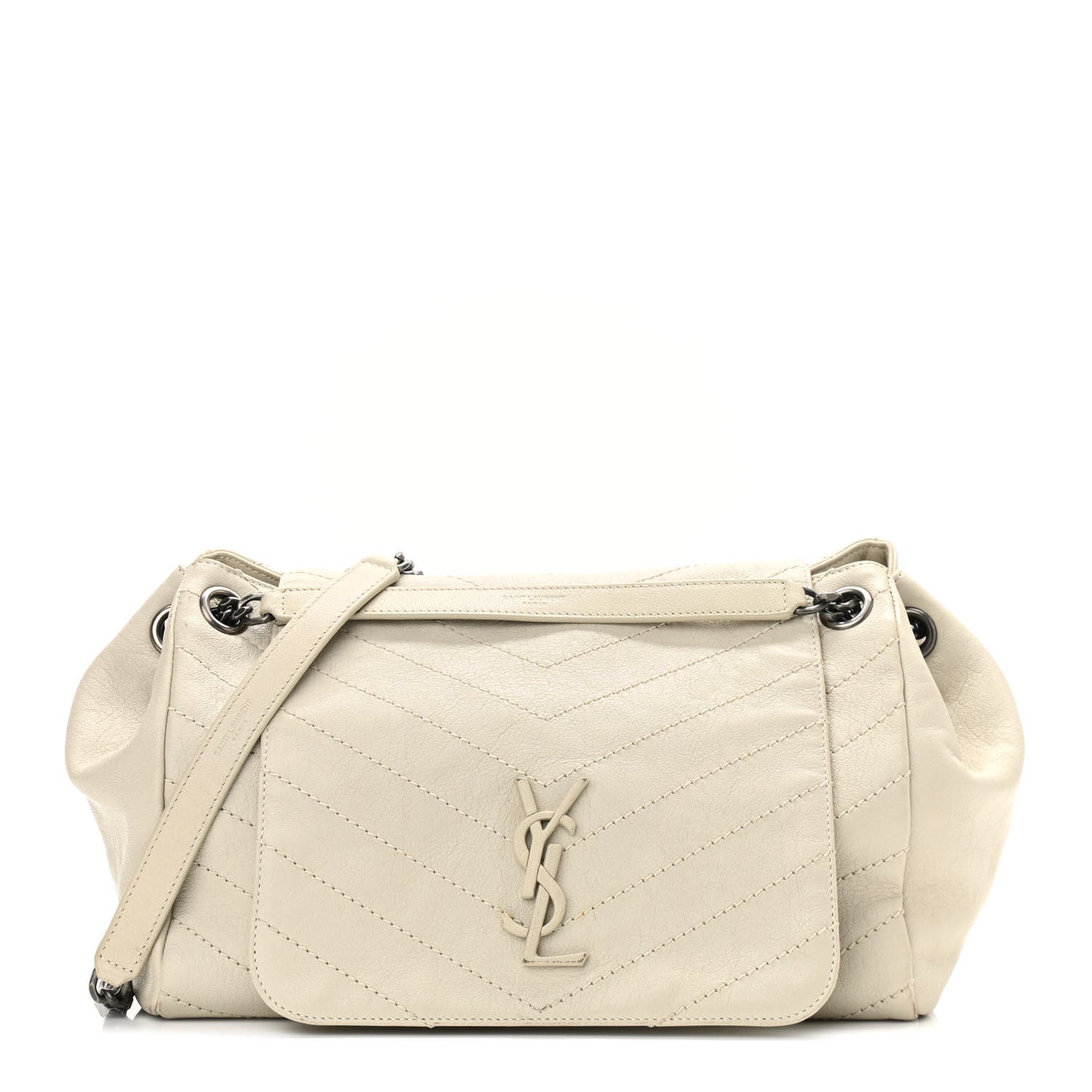 Vintage Lambskin Chevron Monogram Medium Nolita Crema Soft