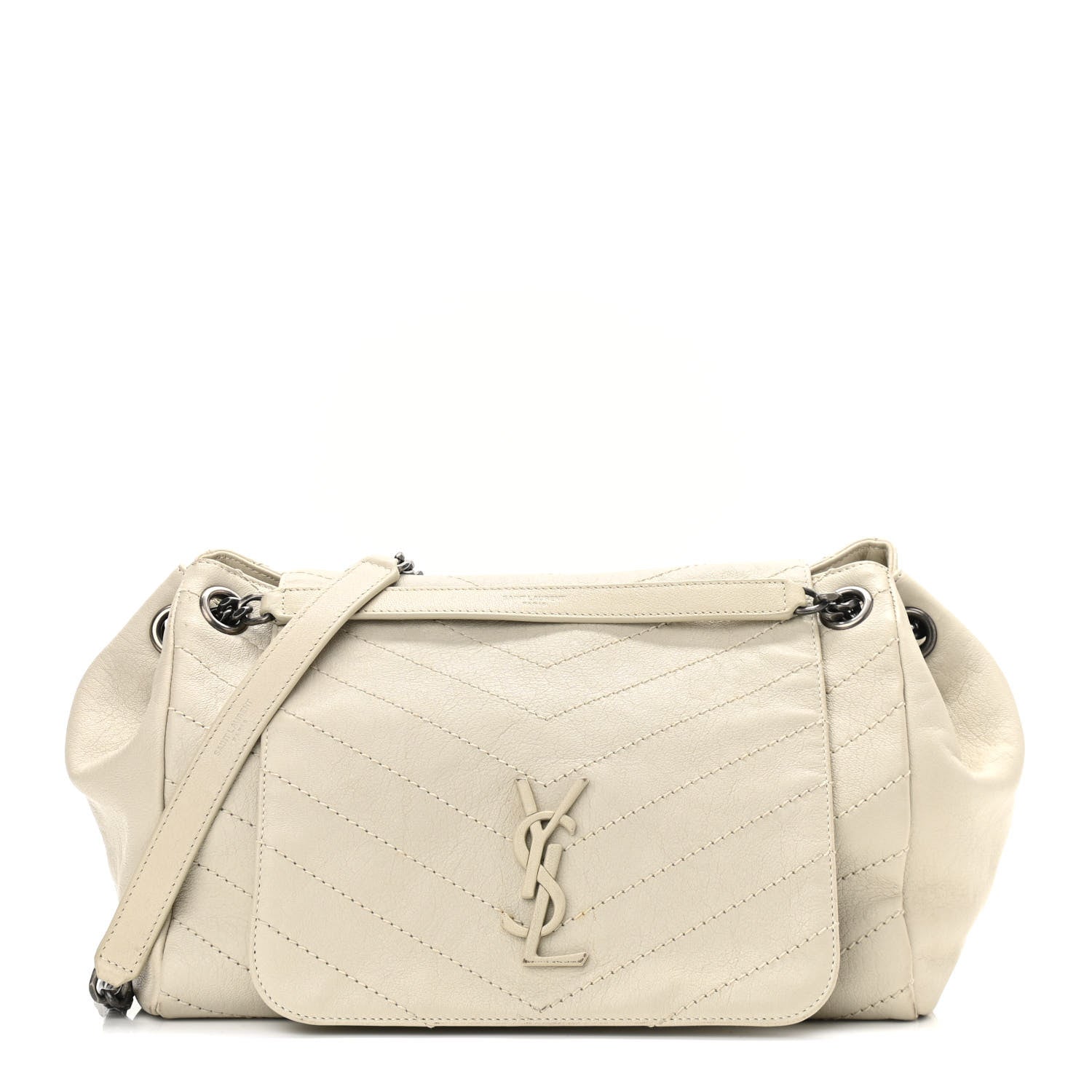 Saint Laurent Vintage Lambskin Chevron Monogram Medium Nolita Crema Soft 1 of 11