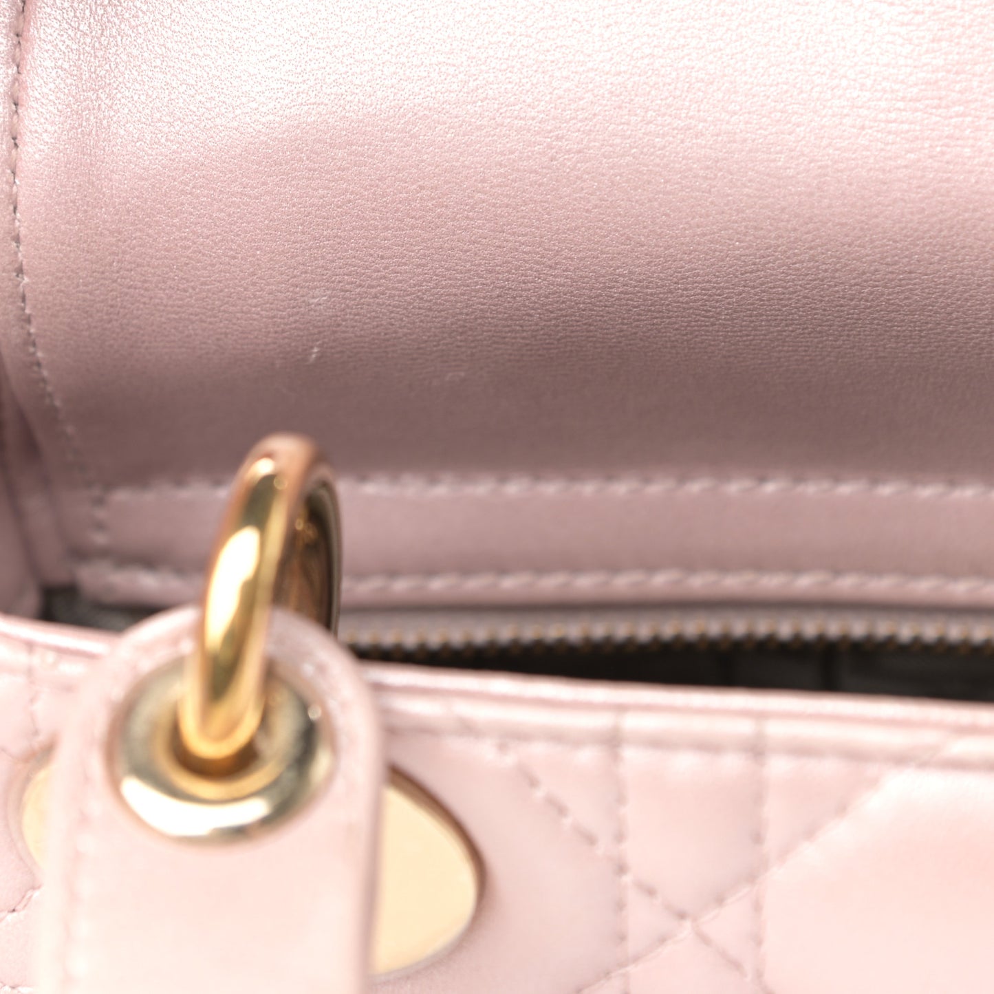 Metallic Lambskin Cannage Mini Lady Dior Lotus