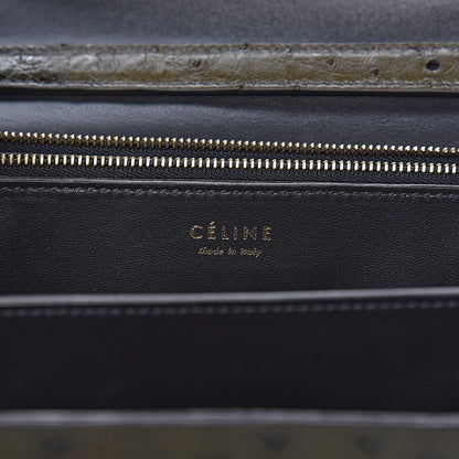 Celine Ostrich Medium Classic Box Flap Bag Khaki 6 of 15
