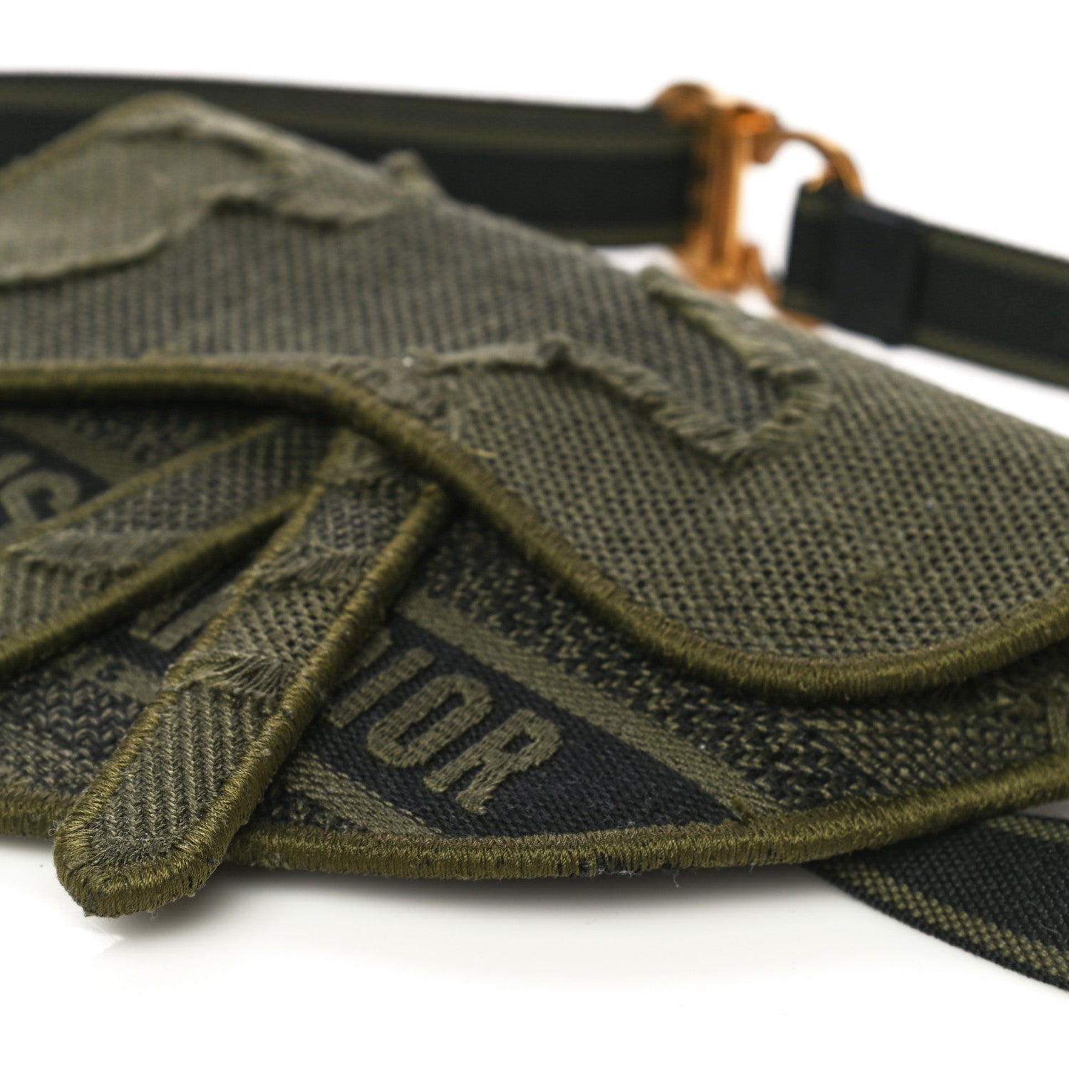 Christian Dior Canvas Embroidered Camouflage Saddle Belt Bag Green 10 of 11