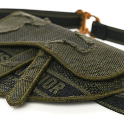 Christian Dior Canvas Embroidered Camouflage Saddle Belt Bag Green 10 of 11
