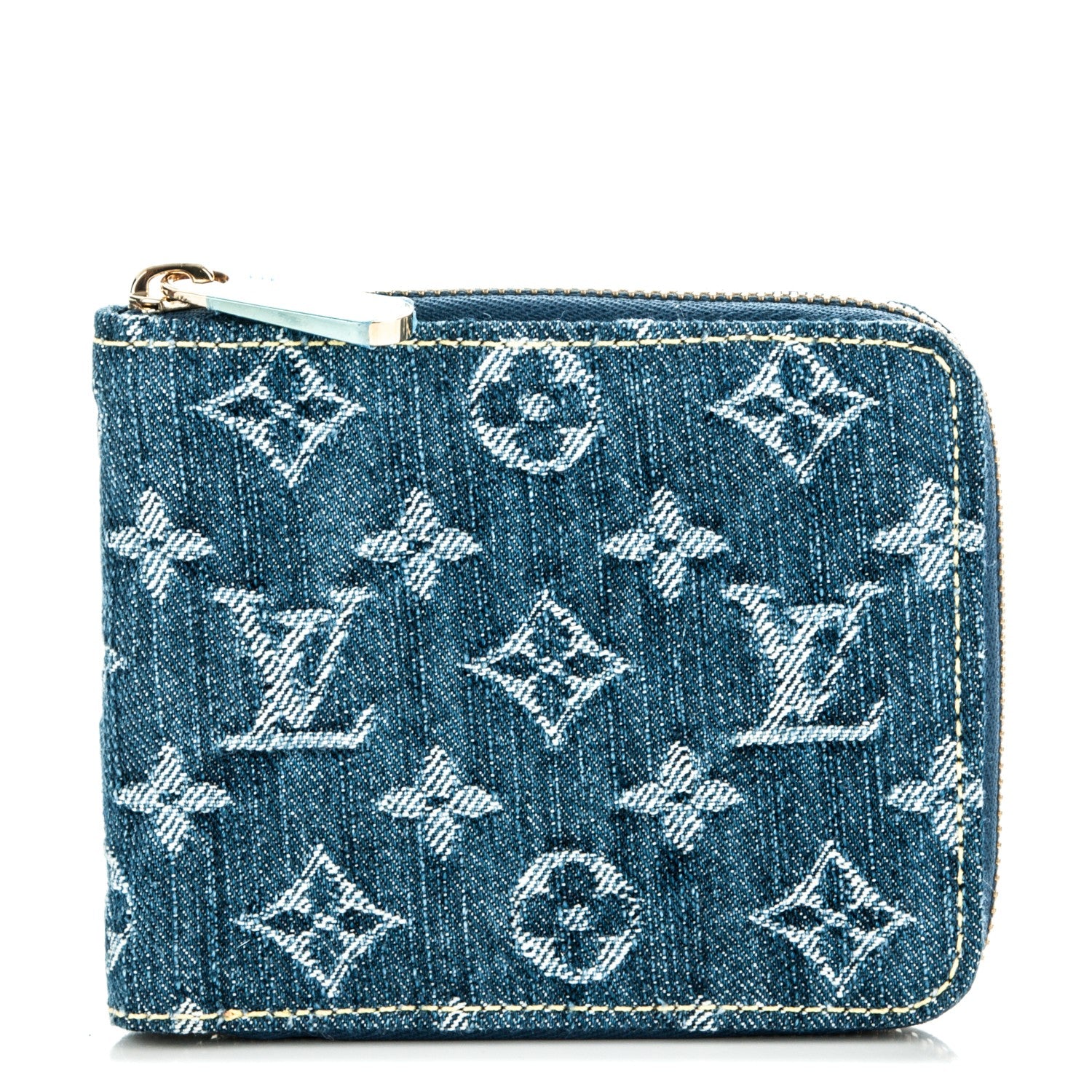 Louis Vuitton Denim Zip Compact Wallet Blue 1 of 7