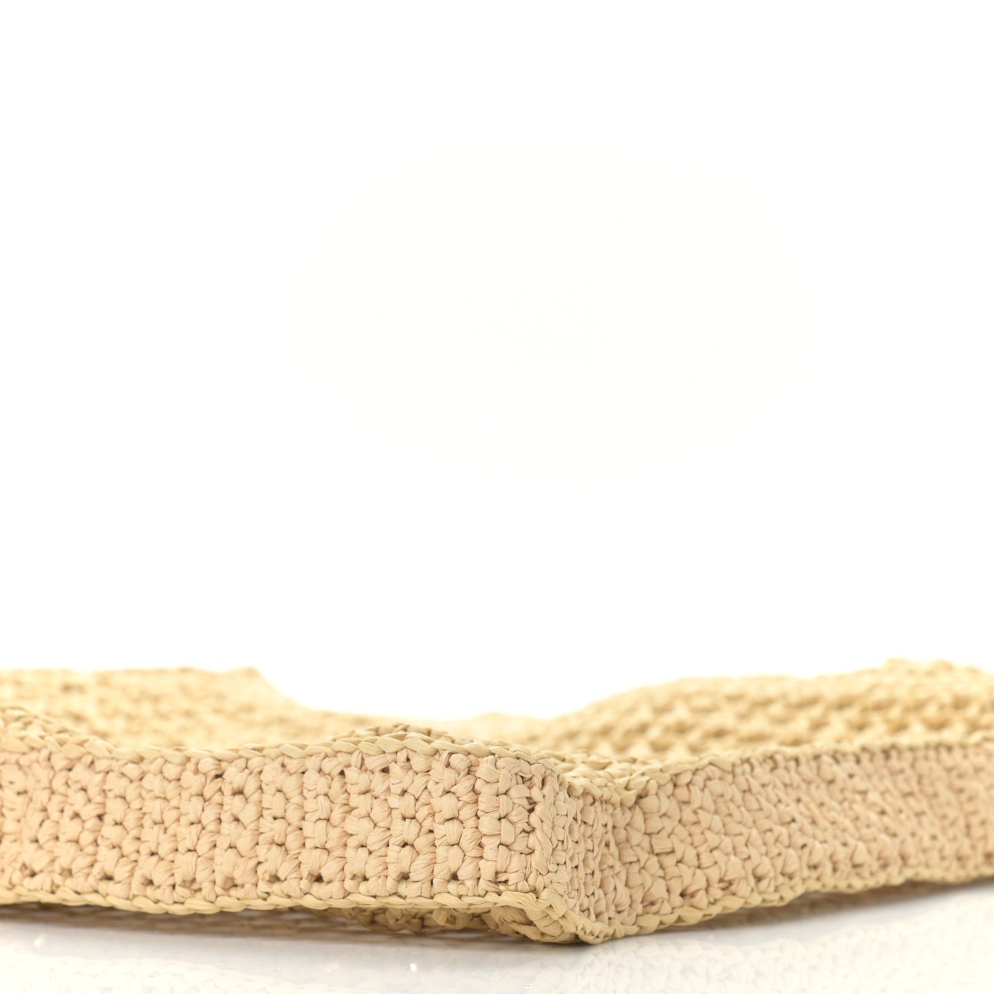 Yarn Raffia Effect Crochet Logo Embroidered Tote Bag Naturale
